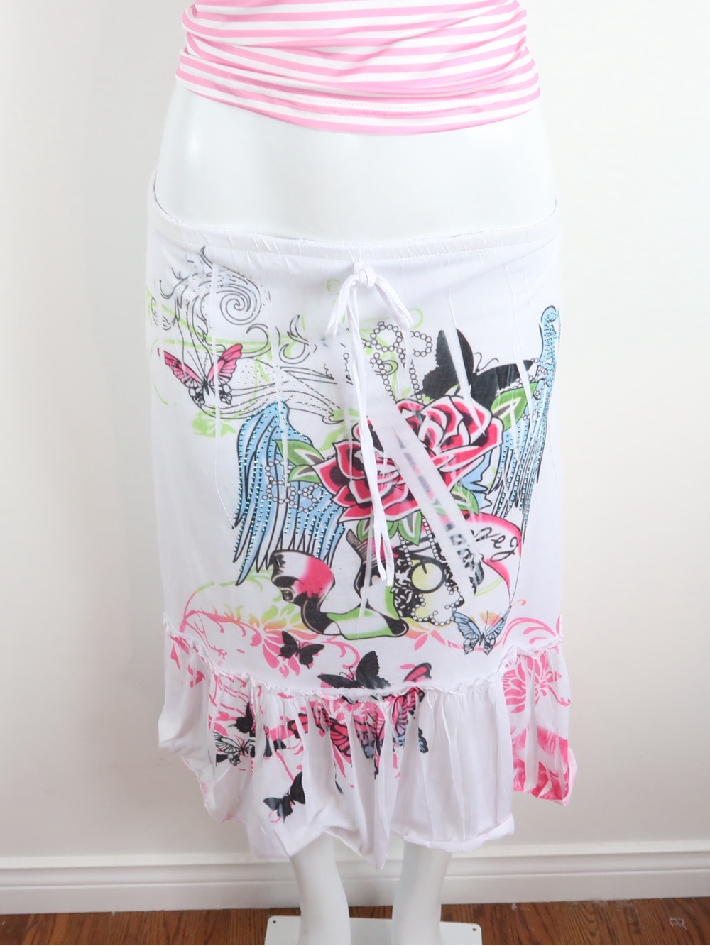 Y2k low rise tattoo print midi bimbo core skirt - Picture 2 of 6